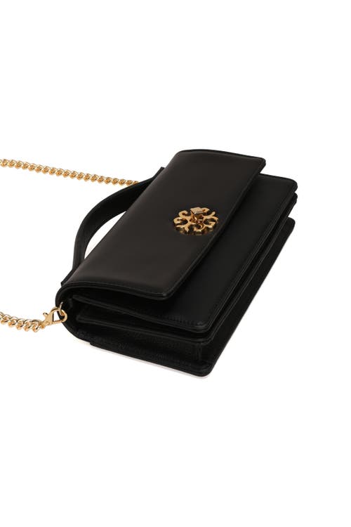 Gorski Top Handle Purse With Crossbody Chain In Black
