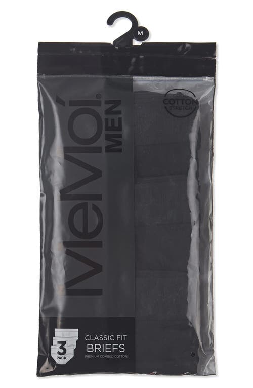 Memoi Assorted 3-pack Cool Stretch Cotton Briefs In Black