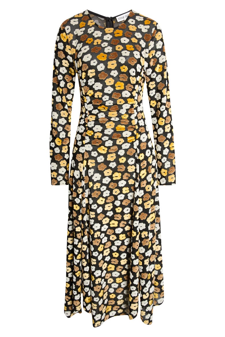 Long Sleeve Gathered Dress, Alternate, color, PETAL POLKA