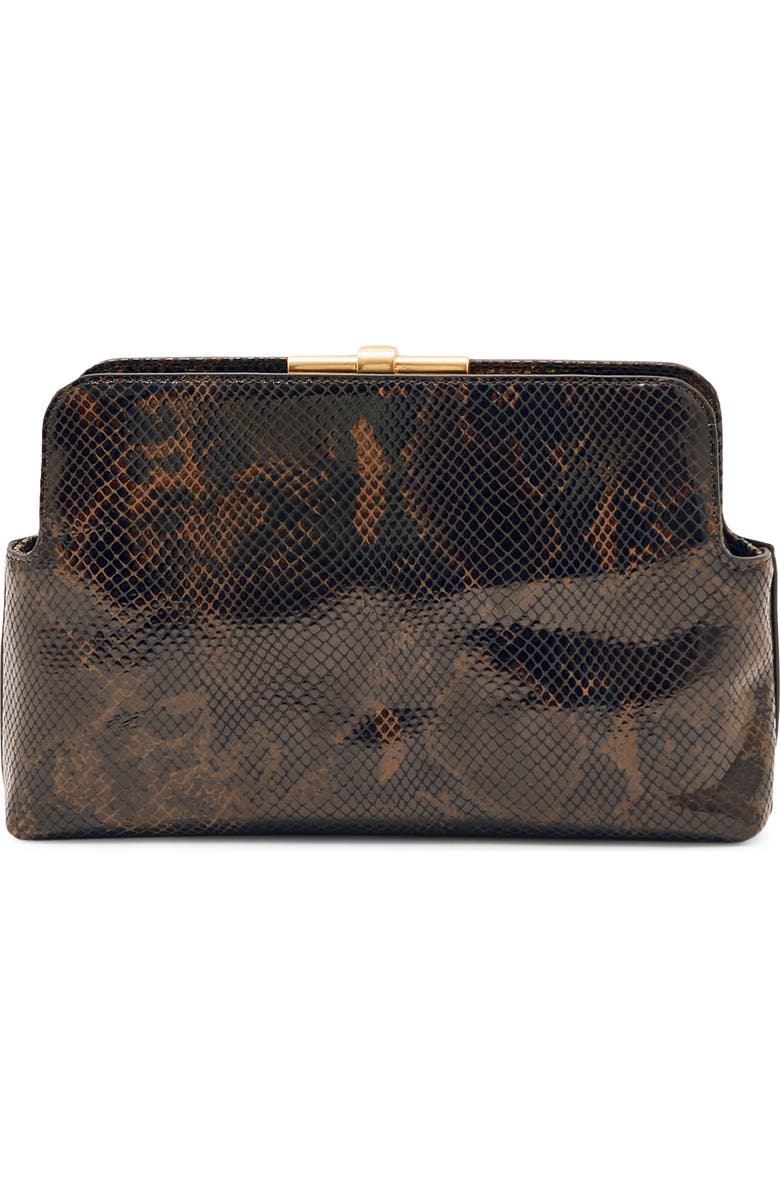 Reiss Bethany Leather Frame Clutch, Alternate, color, Snake