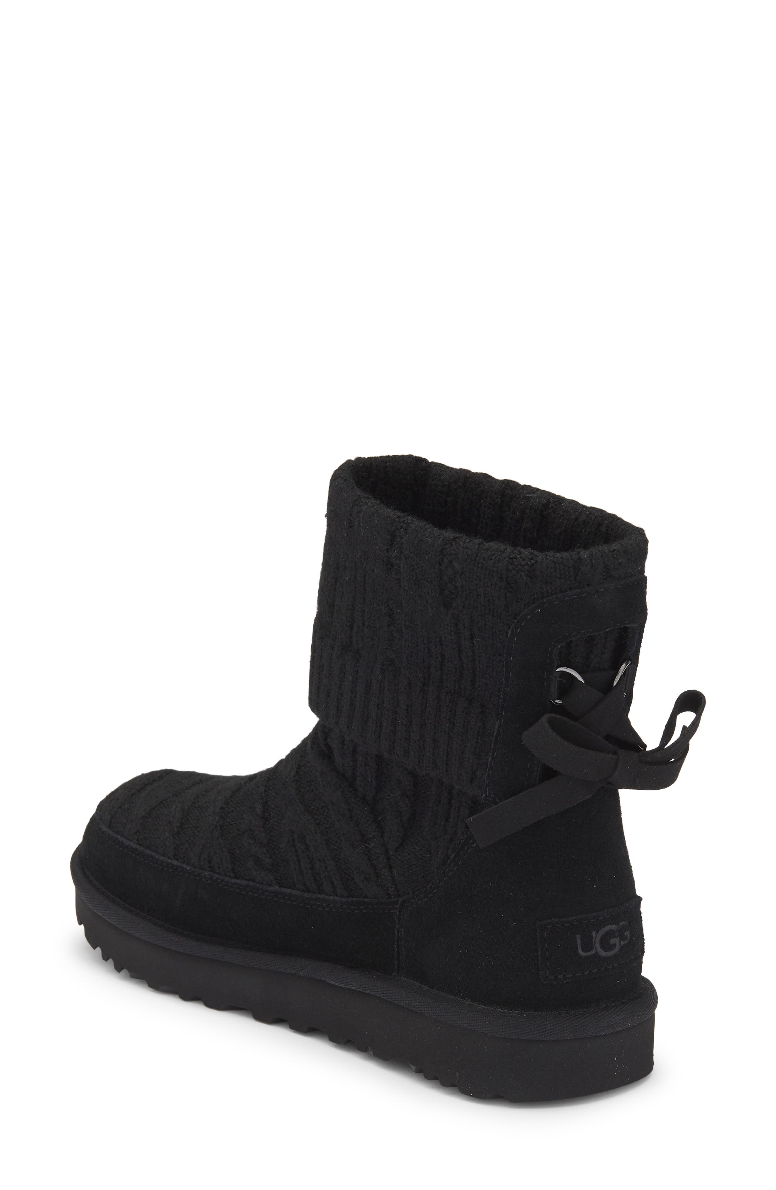 UGG<sup>®</sup> Classic Mini Cable Knit Bootie, Alternate, color, Black