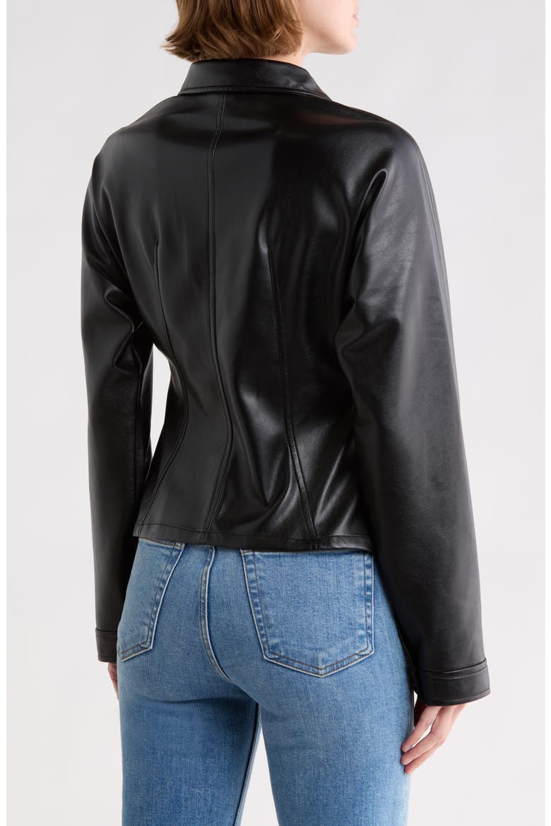 Faux Leather Long Sleeve Top, Alternate, color, RICH BLACK