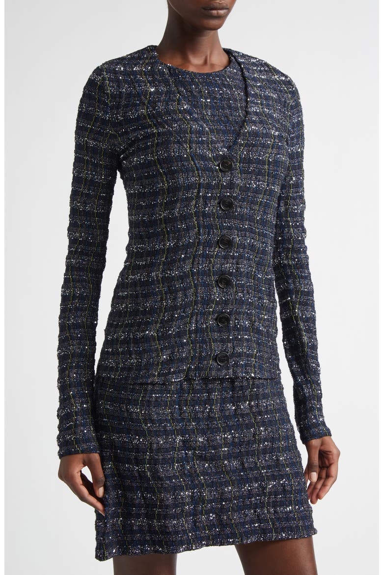 Metallic & Sequin Cardigan, Alternate, color, BLUE TONES