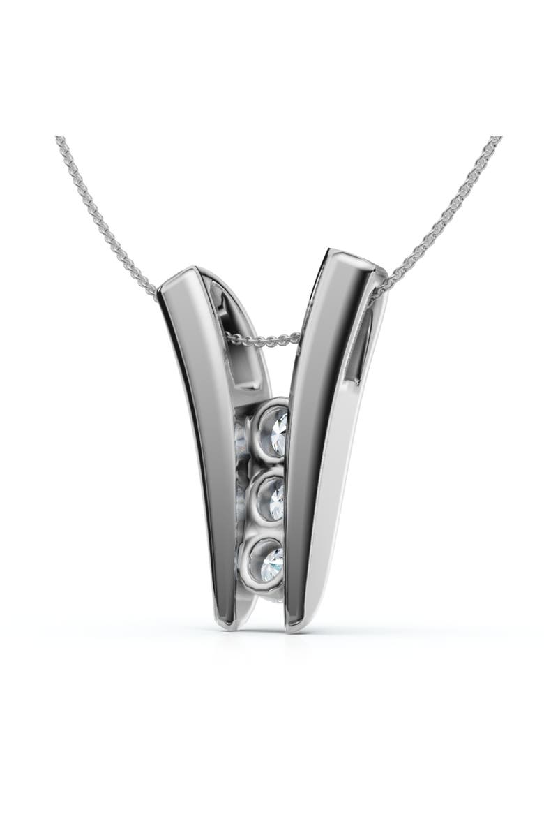 1/2Ct Three Stone Diamond Pendant Gold Women's 18" Necklace Lab Grown, Alternate, color, White Gold