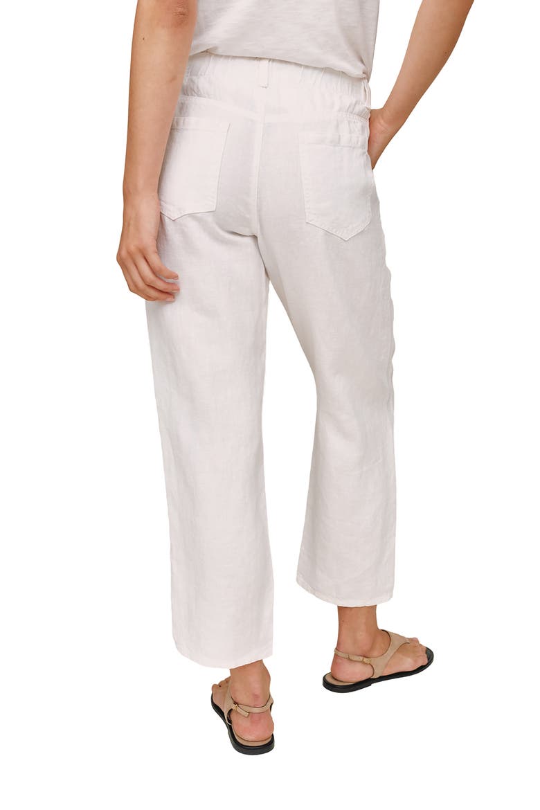 Drawstring Linen Ankle Barrel Pants, Alternate, color, WHITE
