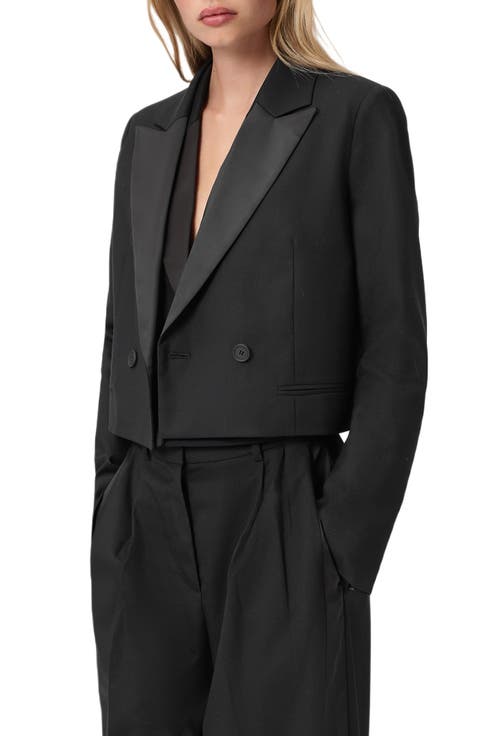 Noa Wool Blend Crop Tuxedo Blazer