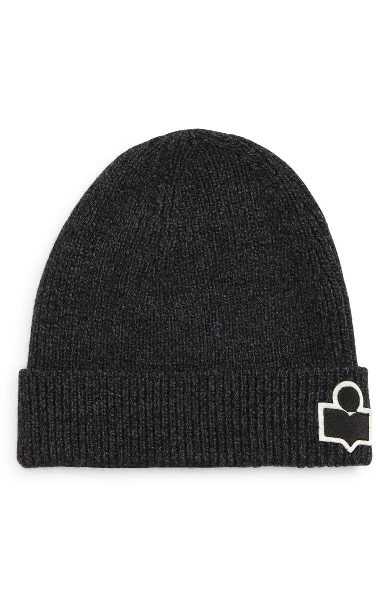Isabel Marant Isable Marant Bayle Logo Merino Wool Beanie, Main, color,