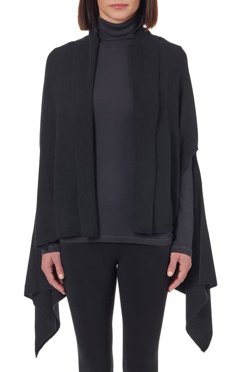 Cashmere & Wool Rib Knit Cape Scarf