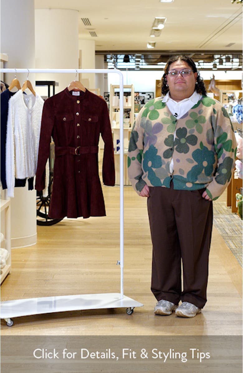 Laurie Long Sleeve Belted Faux Suede Shirtdress, sales video thumbnail