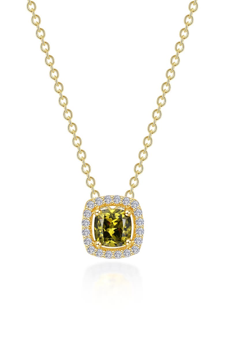 Cushion Halo Pendant Necklace, Main, color, OLIVE/WHITE