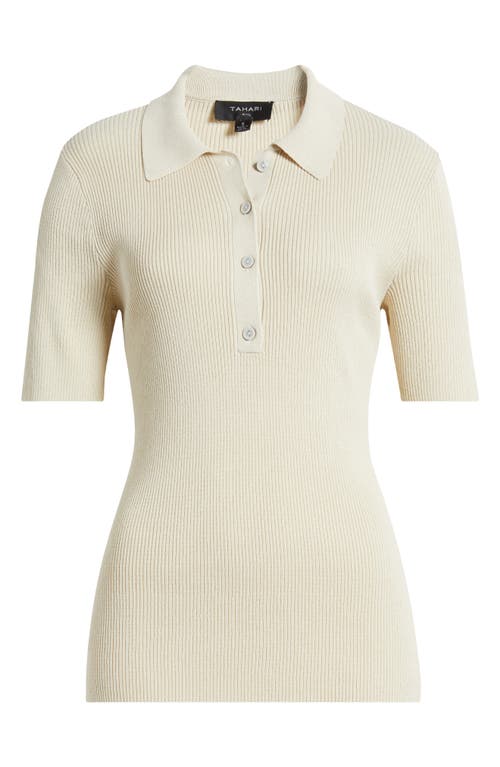 Tahari Asl Rib Polo In Ecru