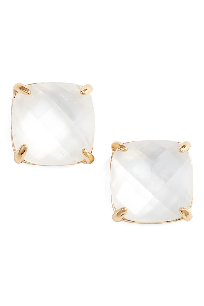 small square stud earrings, Main, color, CREAM