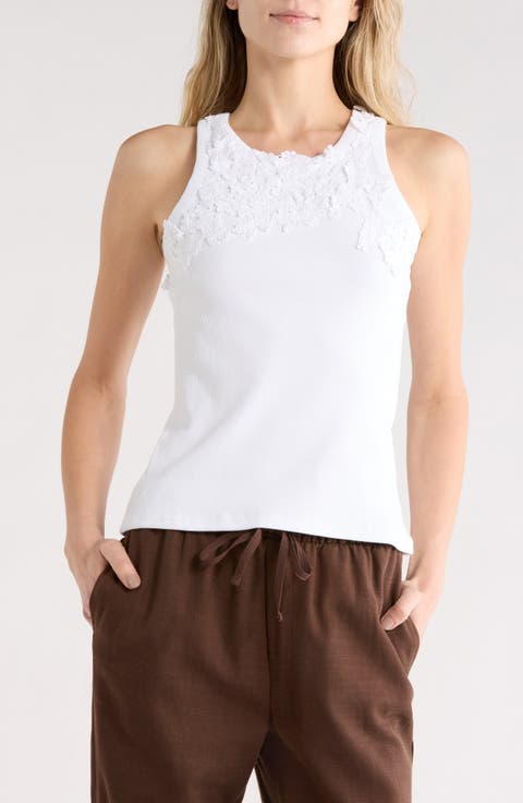 Floral Appliqué Rib Tank
