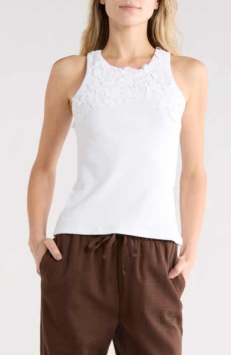 EDIT by JASON WU Floral Appliqué Rib Tank