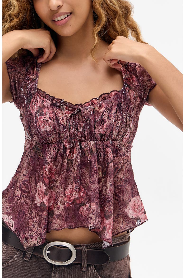 Piper Asymmetric Sheer Lace Top, Alternate, color, PAISLEY
