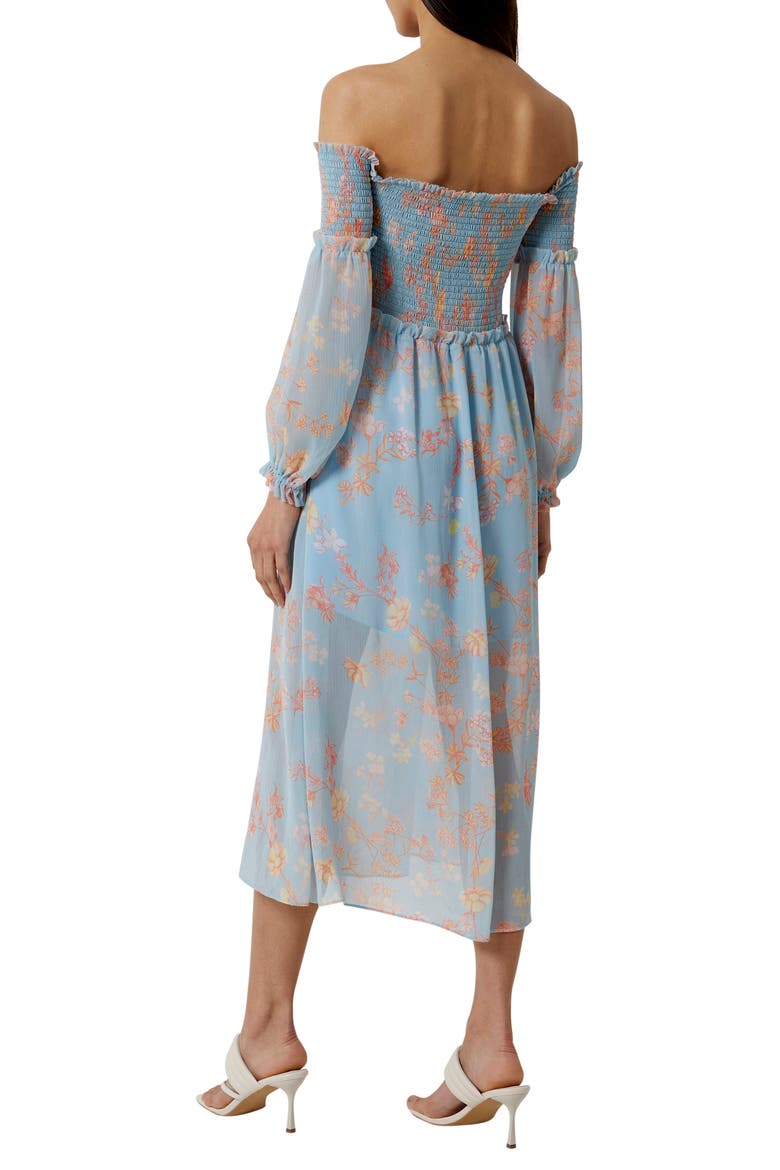 Diana Hallie Floral Off the Shoulder Long Sleeve Dress, Alternate, color, FORGET ME NOT MULTI