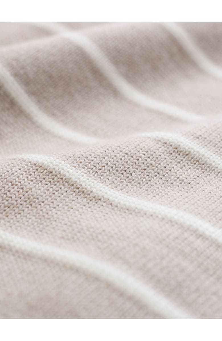 Celtic & Co. Merino V-Neck Sweater, Alternate, color, Oatmeal Ecru Stripe