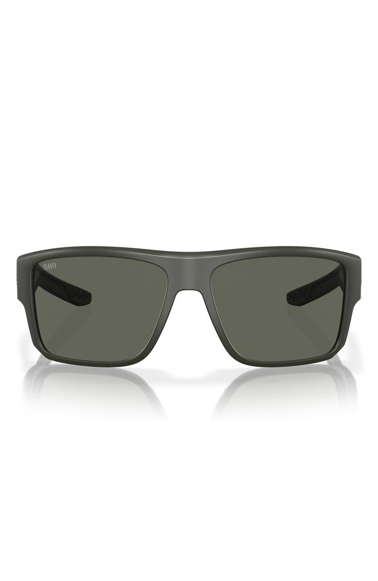 Costa Del Mar Taxman 59mm Polarized Rectangular Sunglasses, Main, color, Matte Olive / Gray 580G