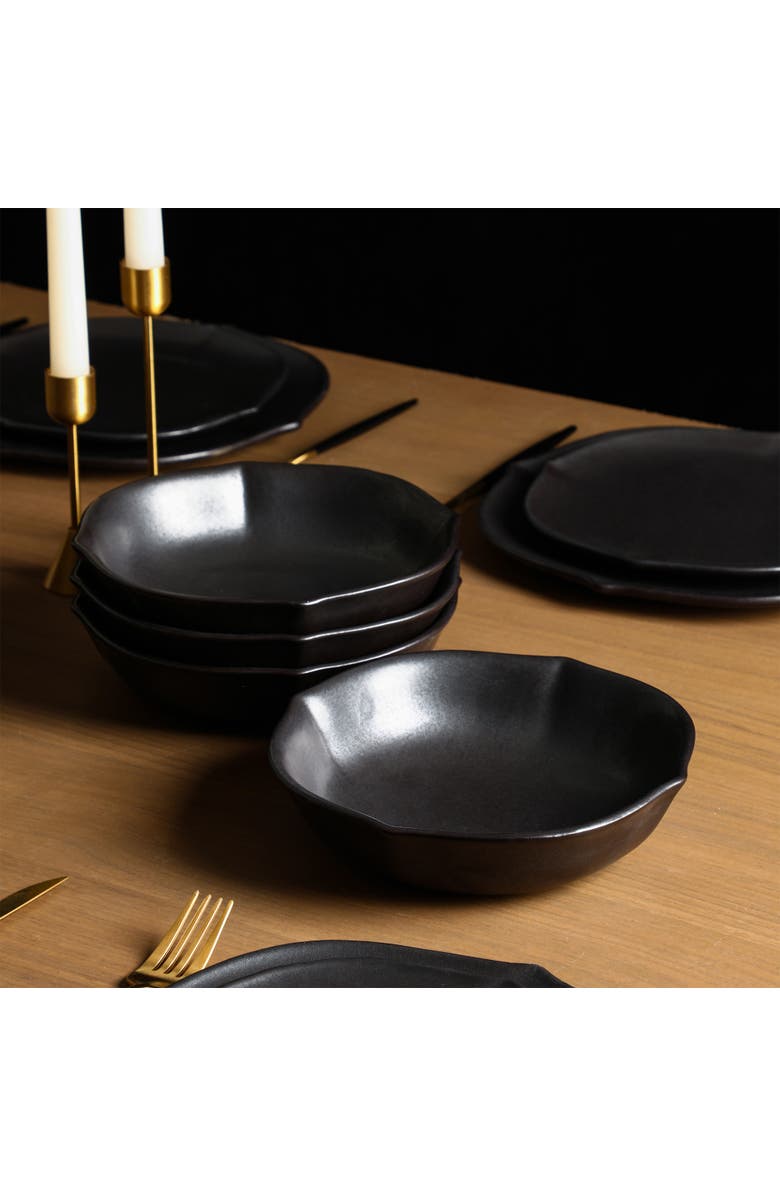 Stone Lain Baskerville Stoneware 12-Piece Dinnerware Set, Alternate, color, Black