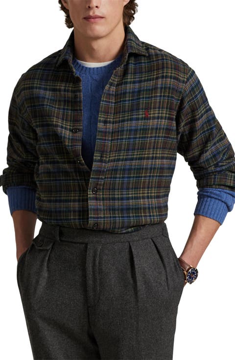 Classic Fit Brushed Flannel Button-Up Shirt