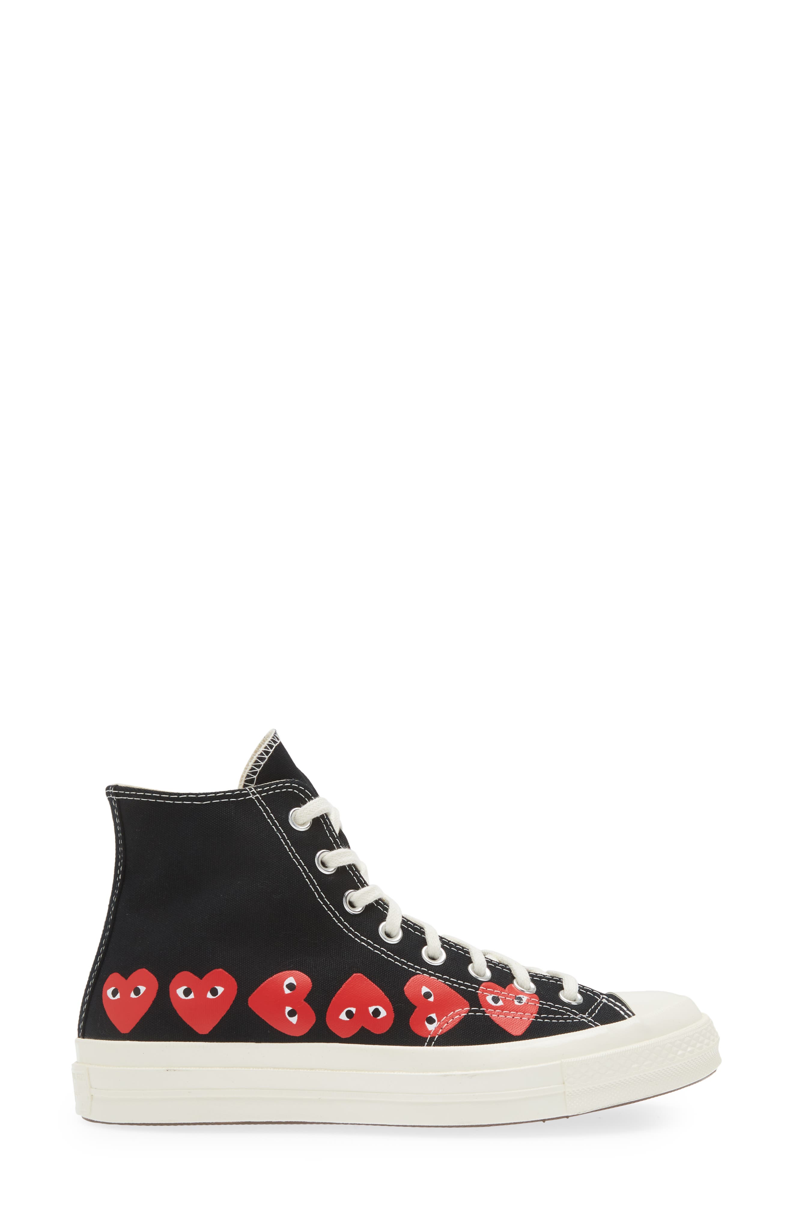 Comme des Garçons PLAY x Converse Gender Inclusive Chuck Taylor<sup>®</sup> Heart High Top Sneaker, Alternate, color, Black