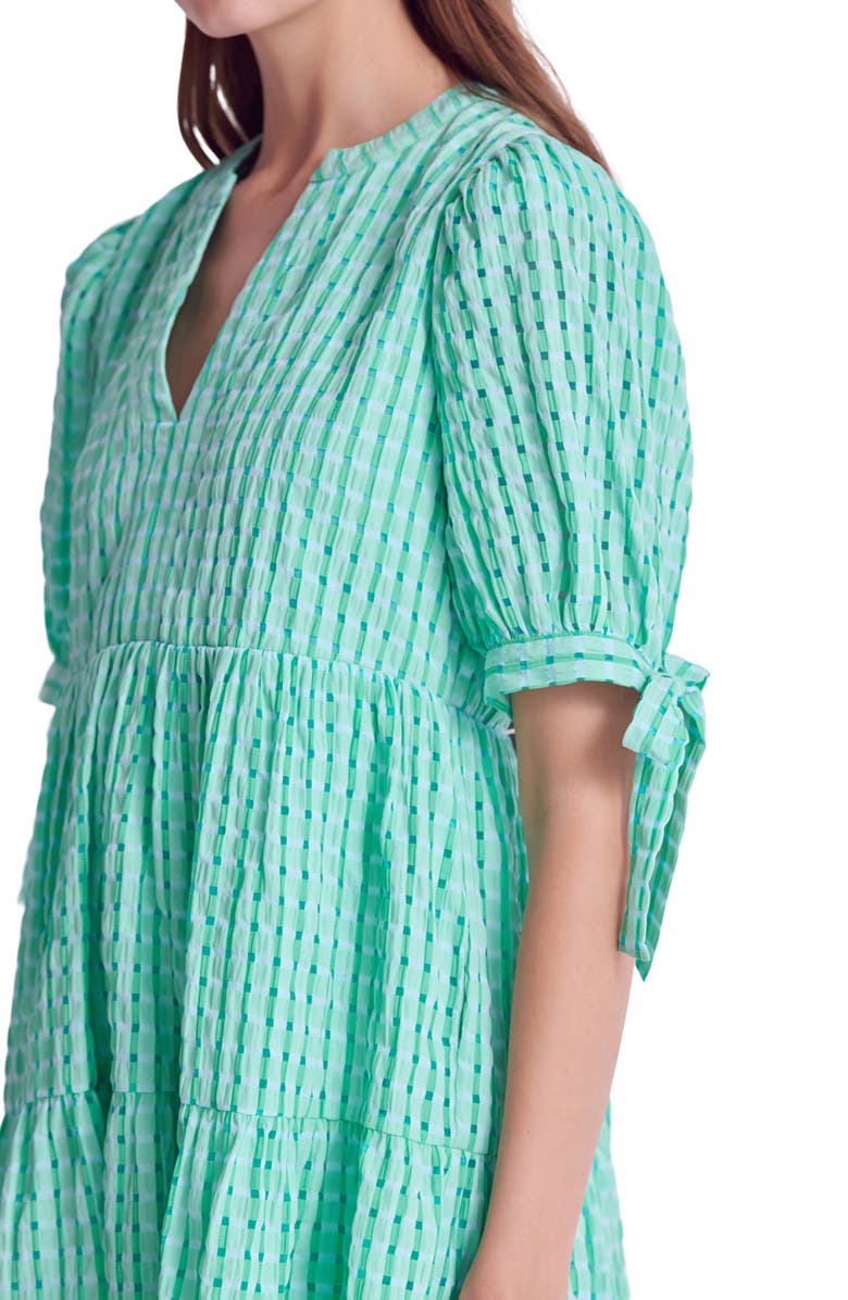 English Factory Texture Puff Sleeve Dress, Alternate, color, Green