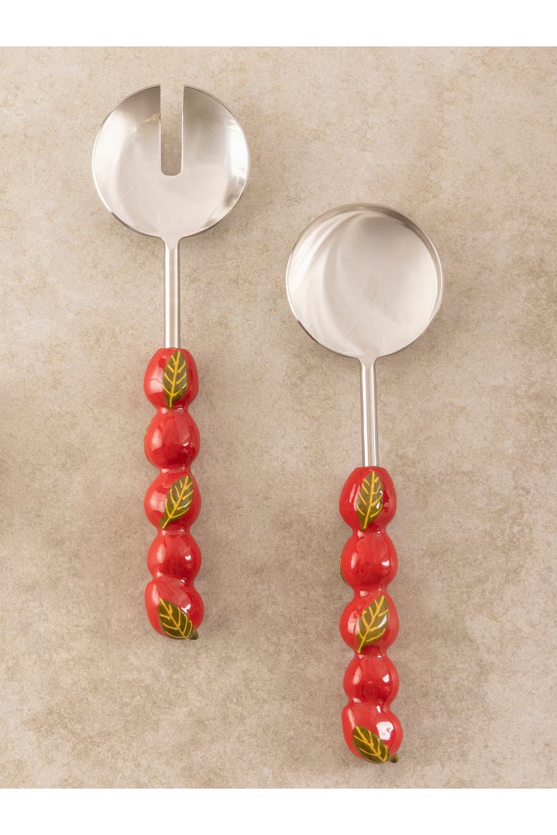 Very Berry Salad Servers, Main, color, Red & Silver