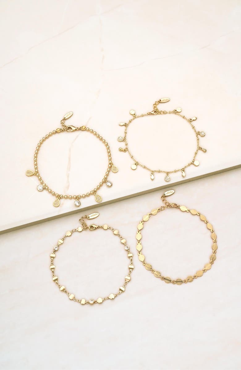 Ettika Set of 4 Crystal Anklets, Alternate, color,