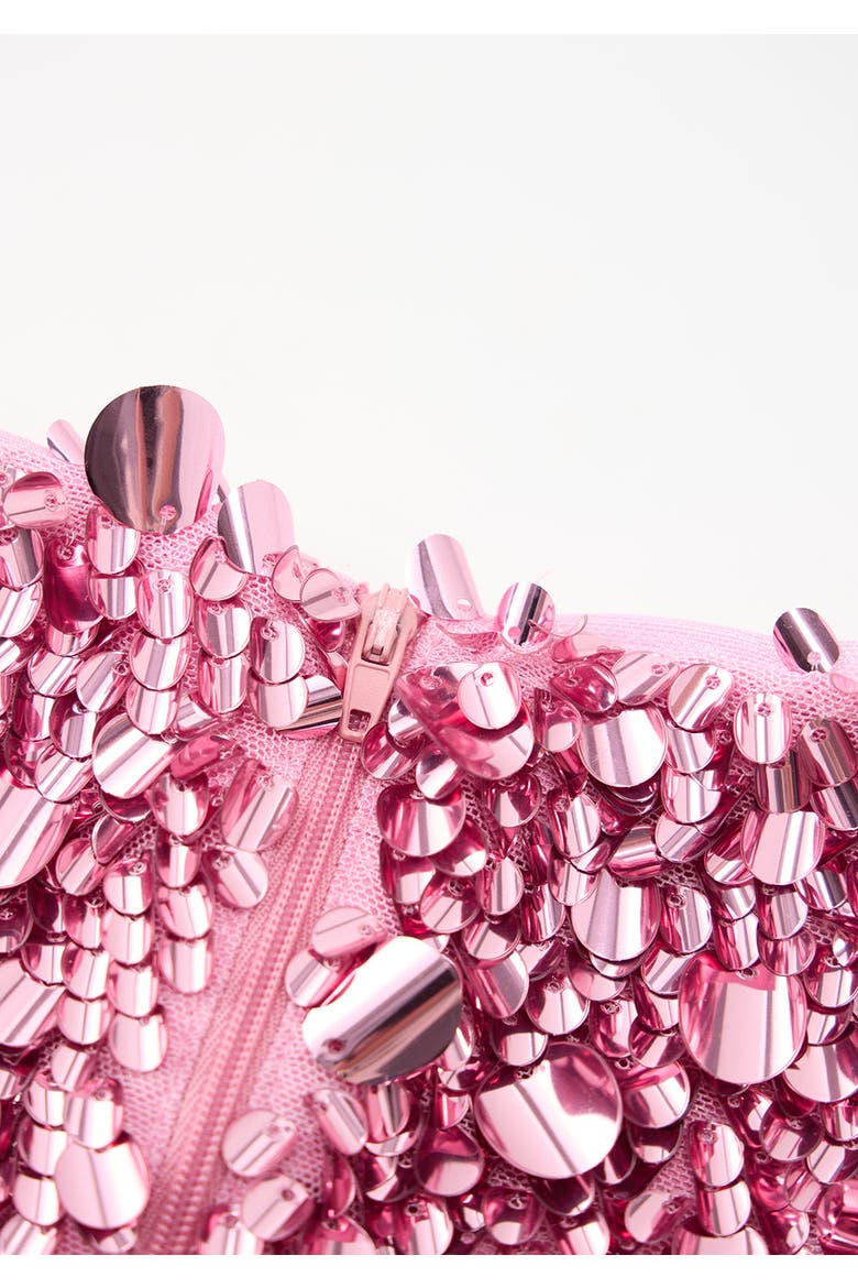 Davina Sequin Mini Skirt, Alternate, color, Magenta Rose