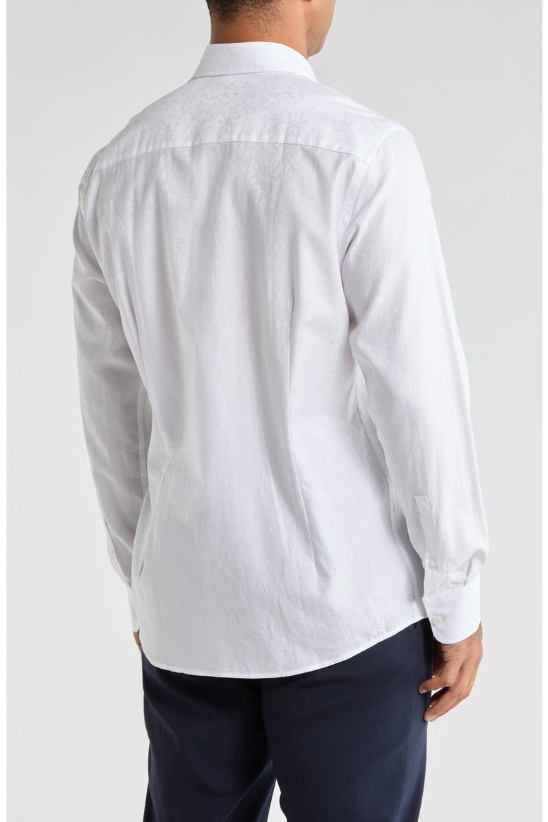 Cotton Jacquard Button-Up Shirt, Alternate, color, WHITE