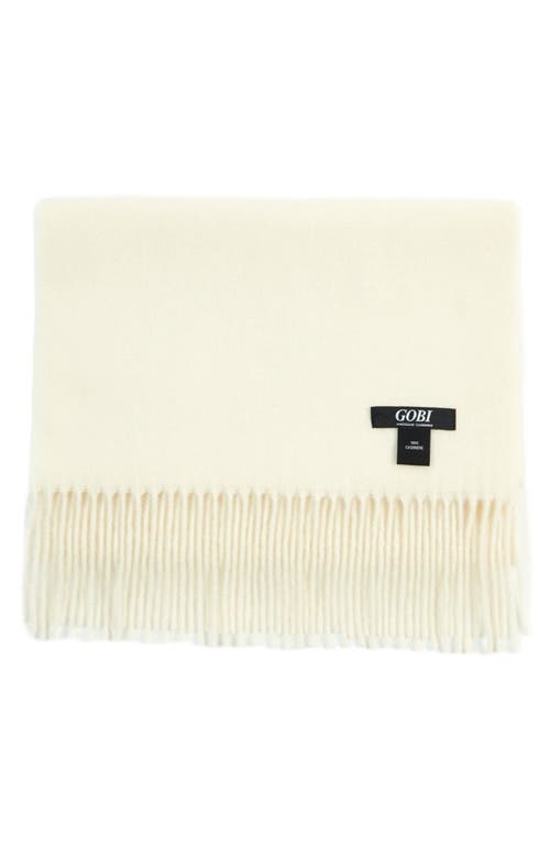 Gobi Mongolian Cashmere Cashmere Fringed Scarf In Off White