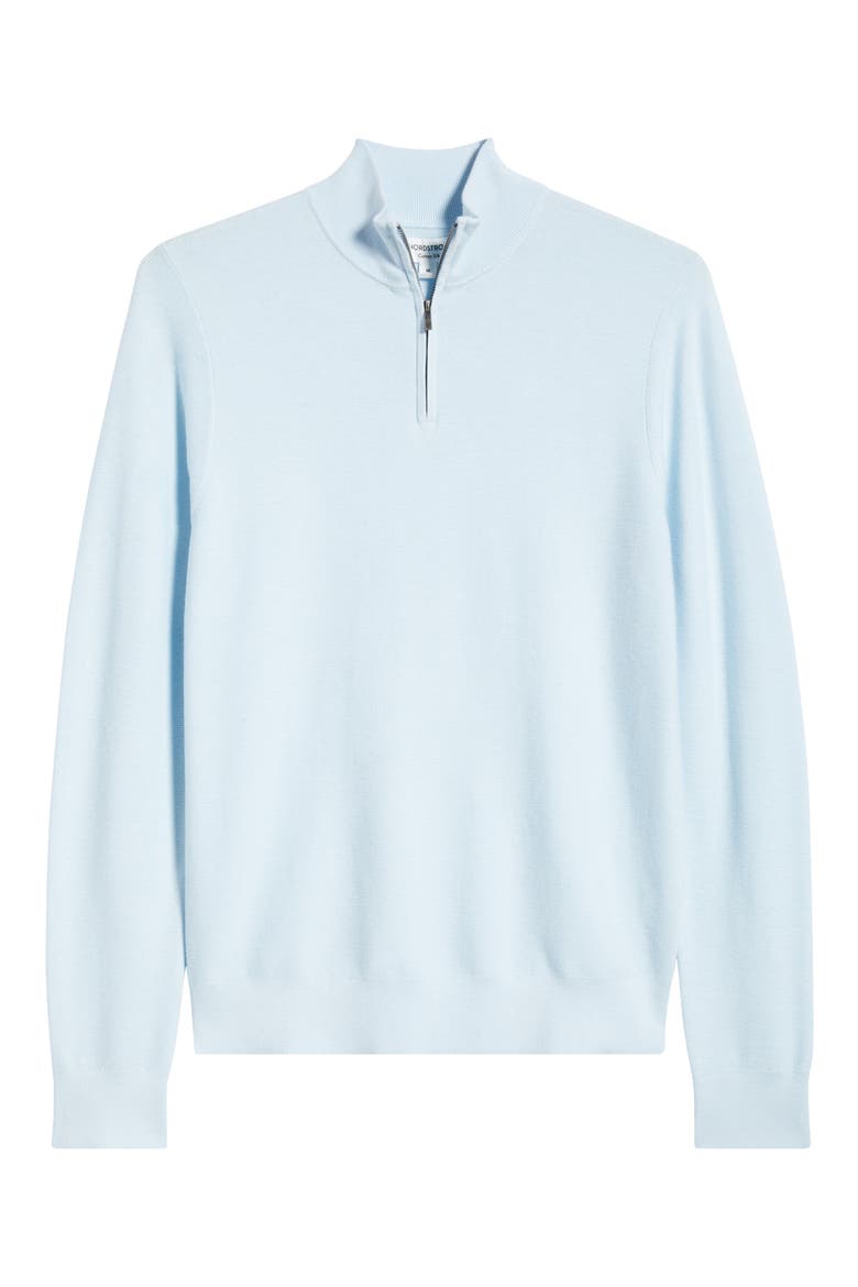 Cotton & Silk Quarter Zip Sweater, Alternate, color, BLUE DIAMOND