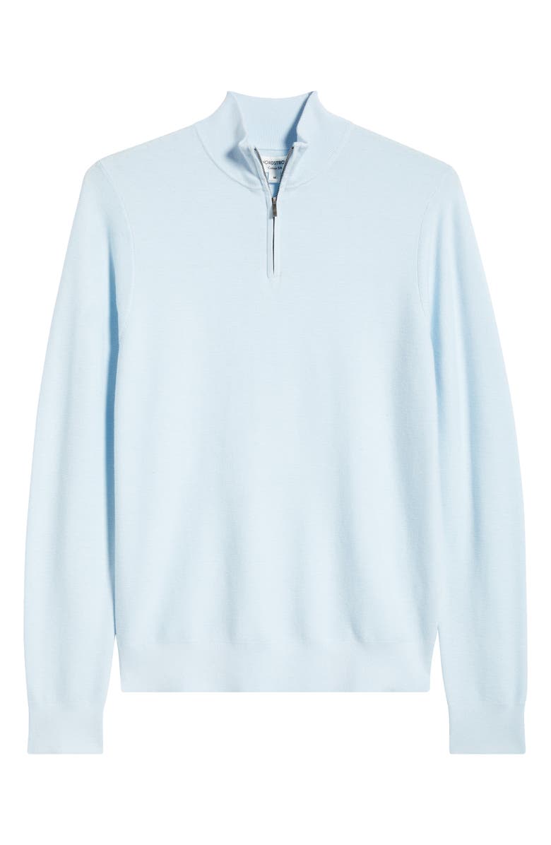 Nordstrom Cotton & Silk Quarter Zip Sweater, Alternate, color, Blue Diamond