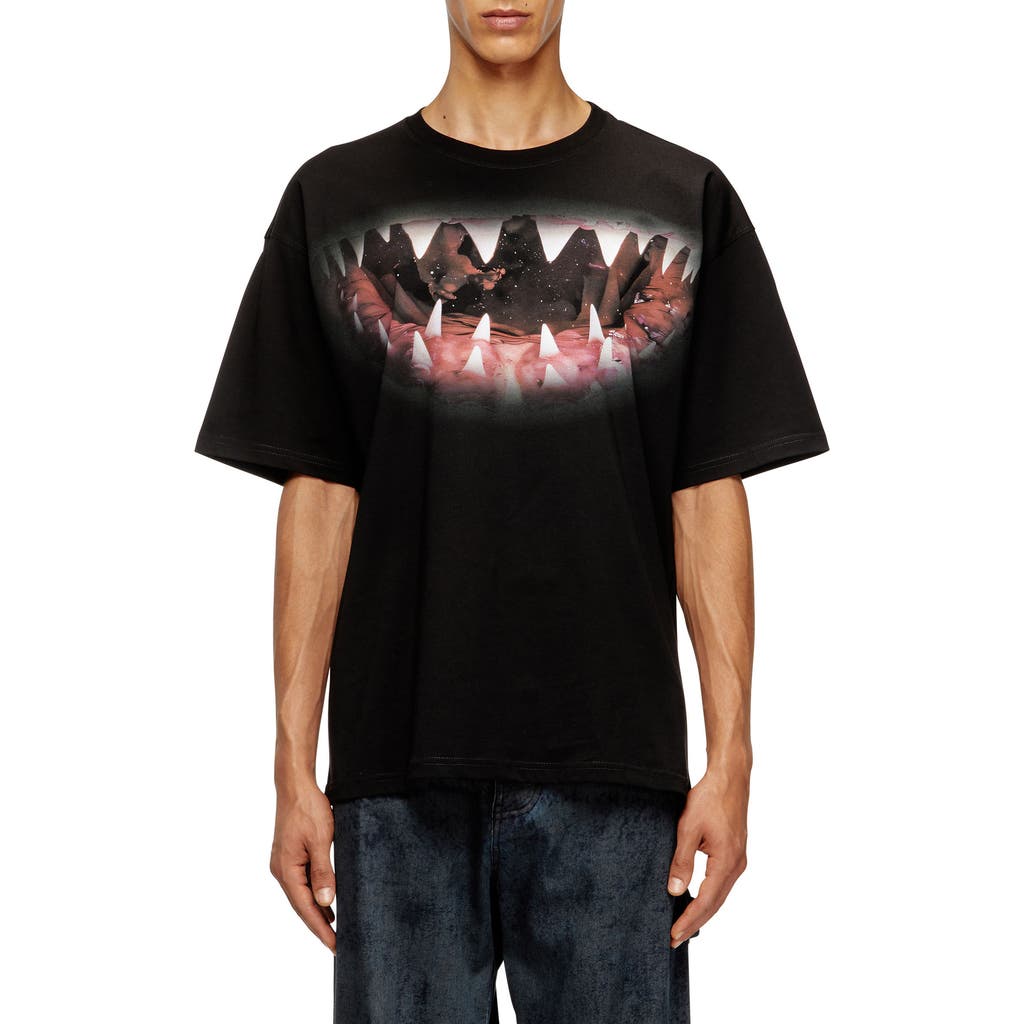 Diesel Crew Neck Graphic Print Relaxed Fit T-shirt In Multi