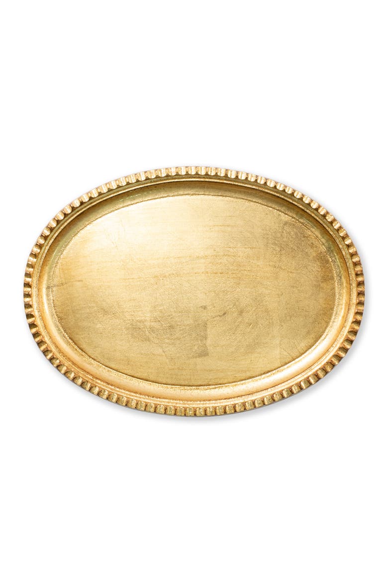 Florentine Wood Small Oval Tray, Main, color, GOLD