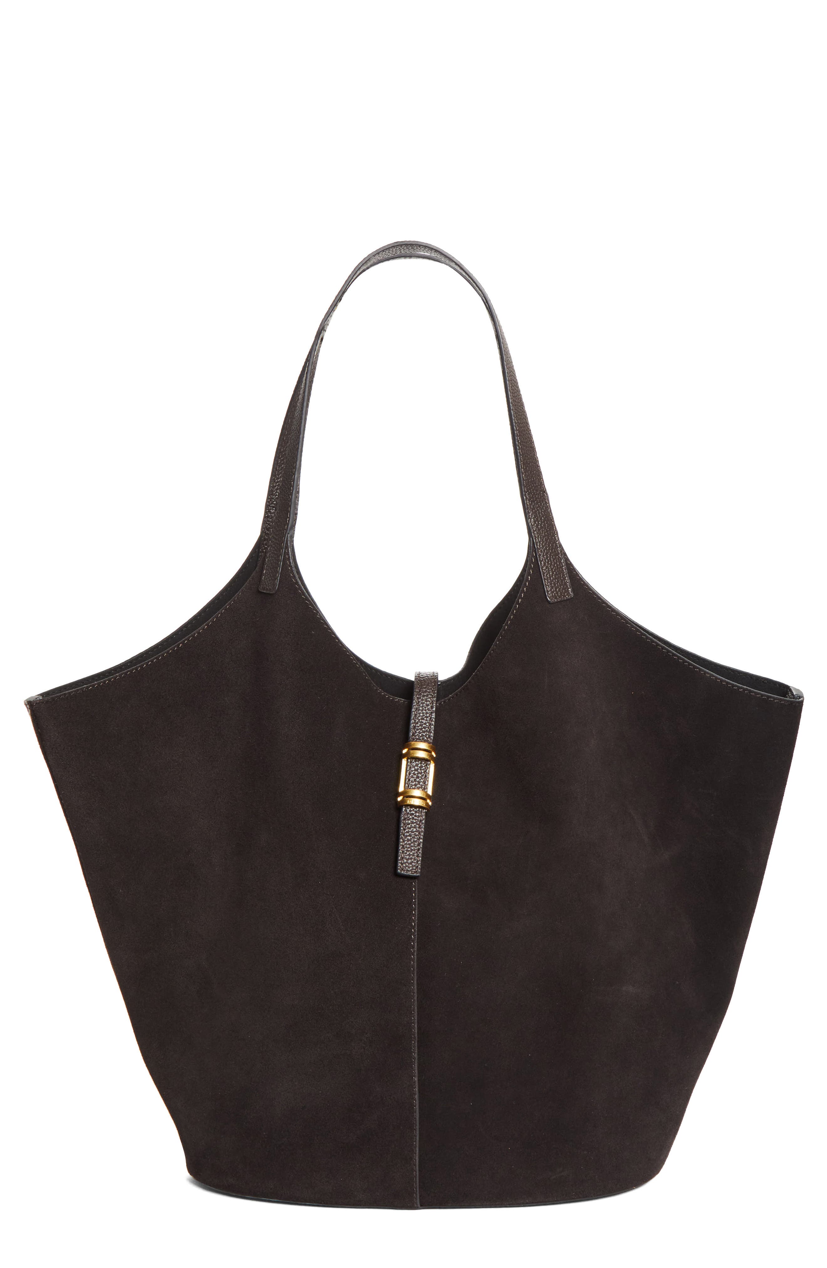 Lyra Leather & Suede Large Tote, Main, color, CHOCOLATE