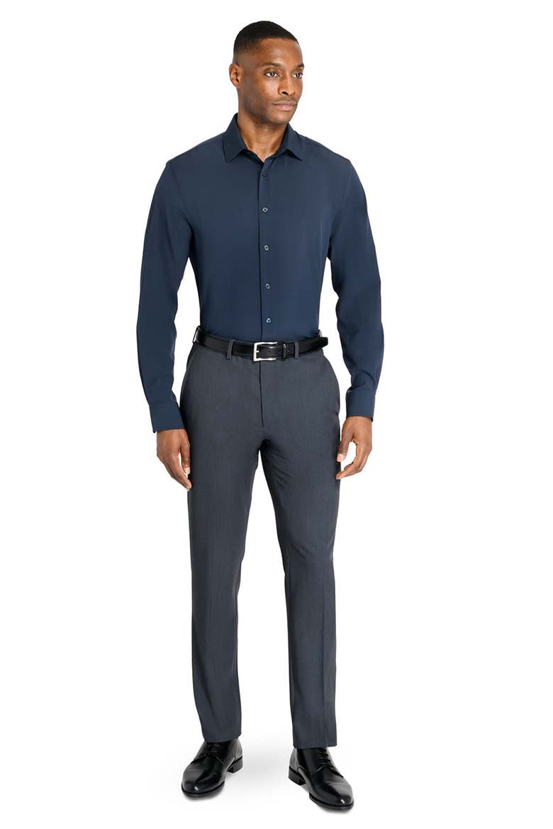 Slim Fit Solid Performance Dress Shirt, Alternate, color, NAVY