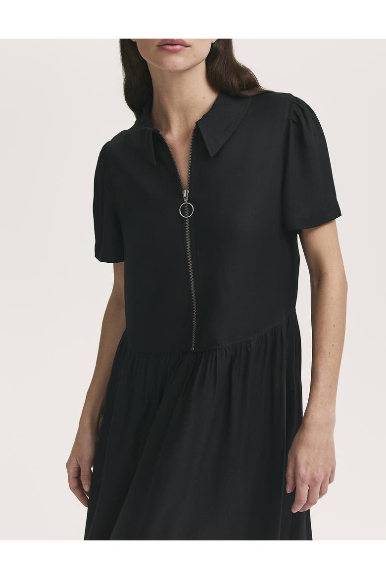 Orion Zip Front Midi Shirt Dress, Alternate, color, Black