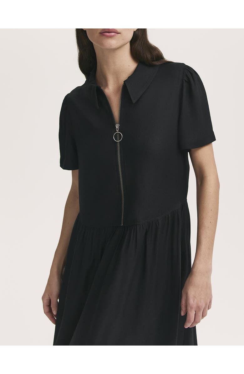 Finery London Orion Zip Front Midi Shirt Dress, Alternate, color, Black