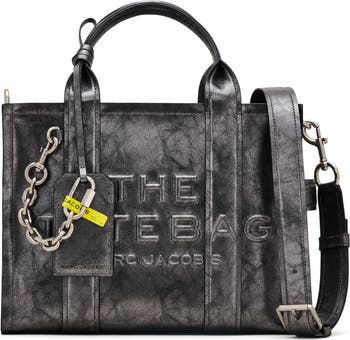 Marc Jacobs メタリック ティストレスト ラシ トトハック Marc Jacobs The Metallic Distressed Leather Medium Tote