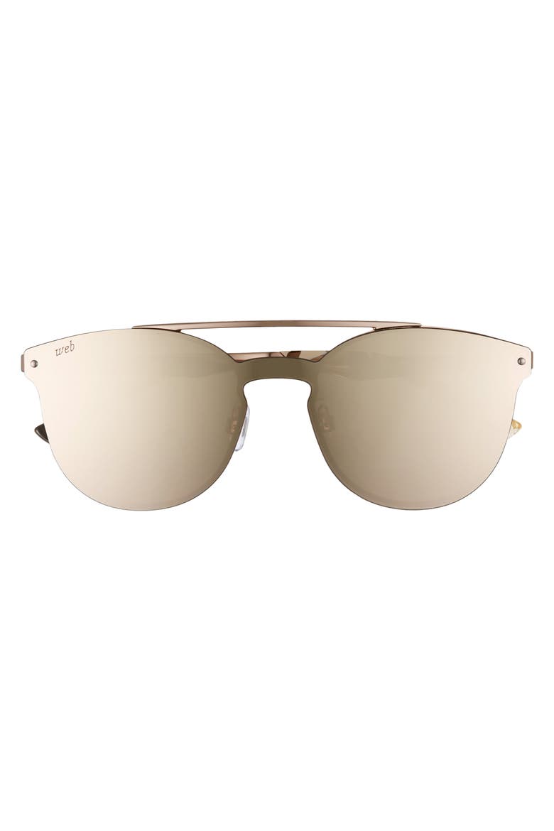 55mm Cat Eye Metal Shield Sunglasses, Alternate, color, BRONZE/ BROWN