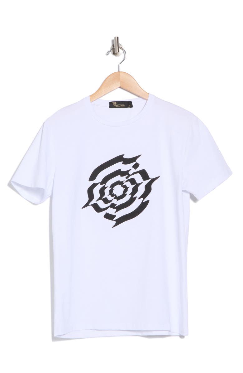 T.R. PREMIUM 3D Abstract Stretch Cotton Graphic T-Shirt, Alternate, color, White