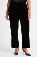 AK ANNE KLEIN Pull-On Wide Leg Stretch Velvet Pants