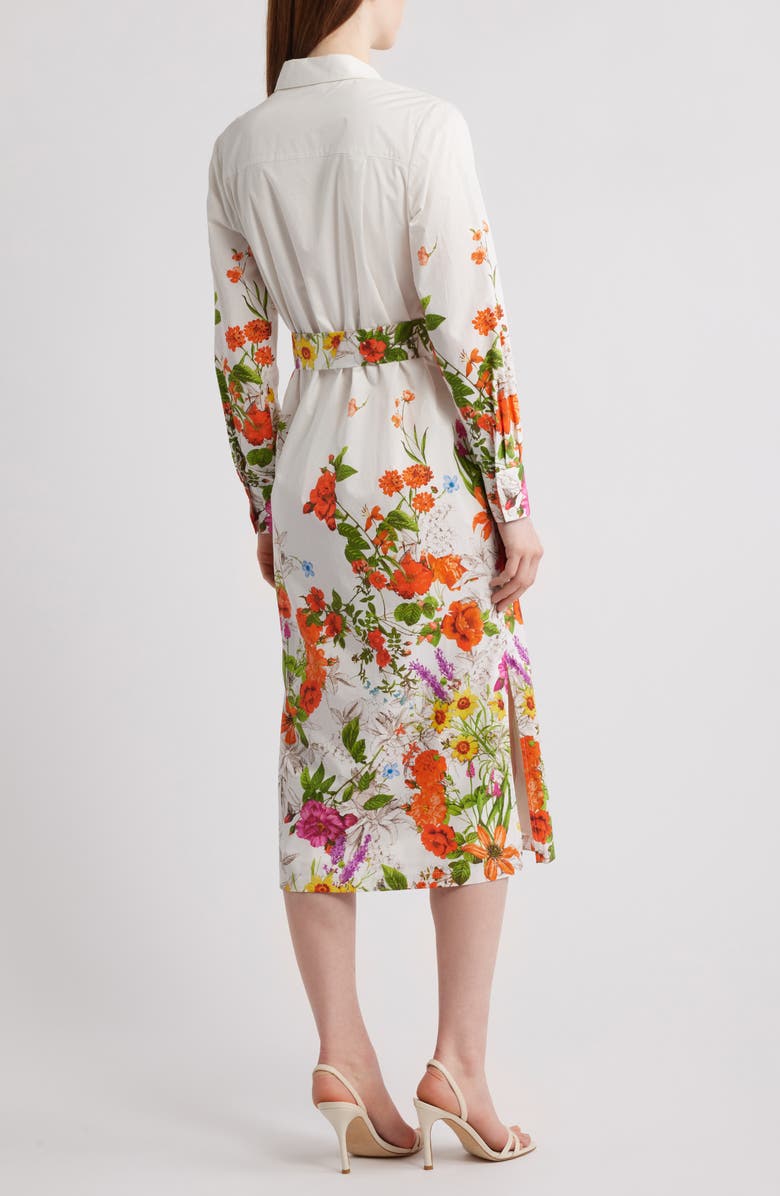 Elie Tahari The Juliana Sky Jardin Print Long Sleeve Shirtdress, Alternate, color, Sky Jardin Print
