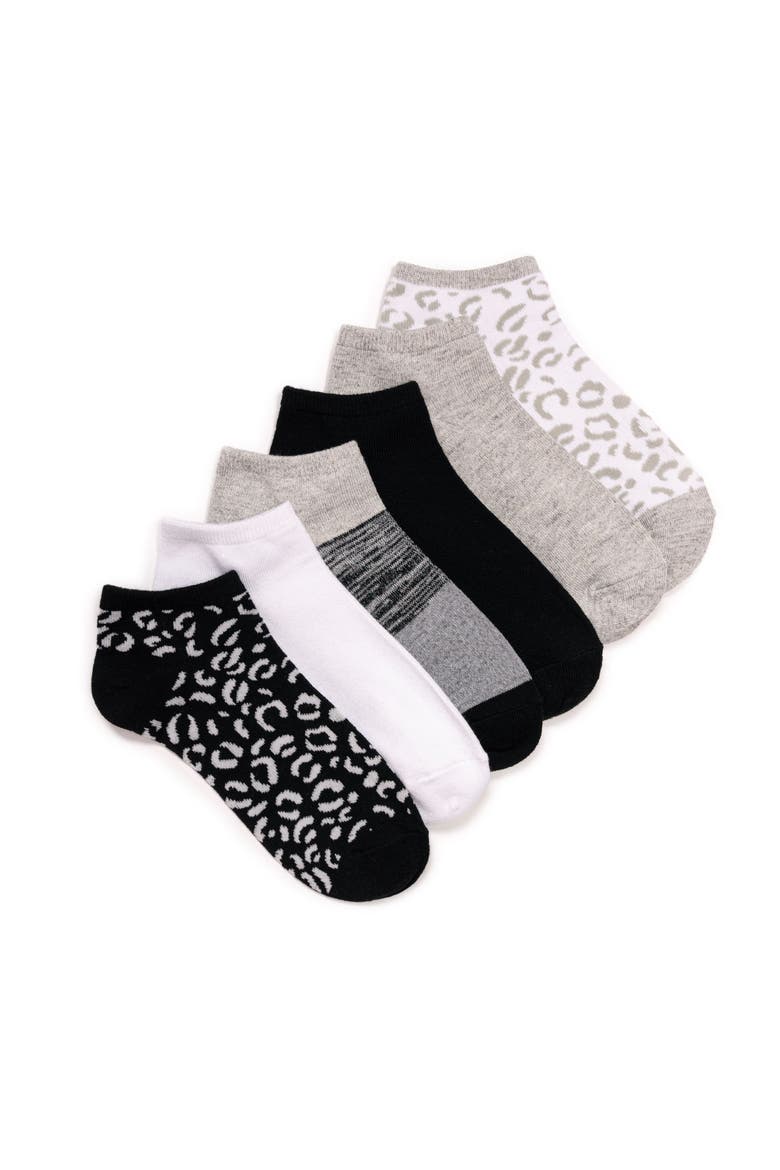 Women's Low Cut Novelty Socks, 6 Pair Pack, Main, color, Black/White