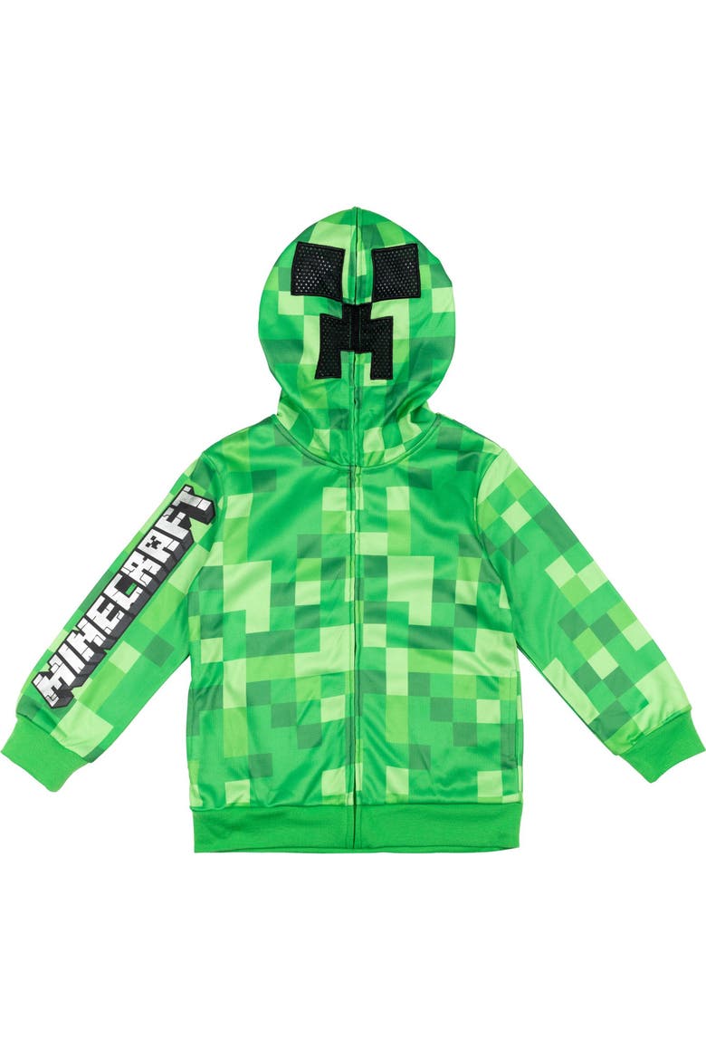 Fleece Zip-up Hoodie (toddler, Little Kid & Big Kid), Main, color, Creeper Mask Green