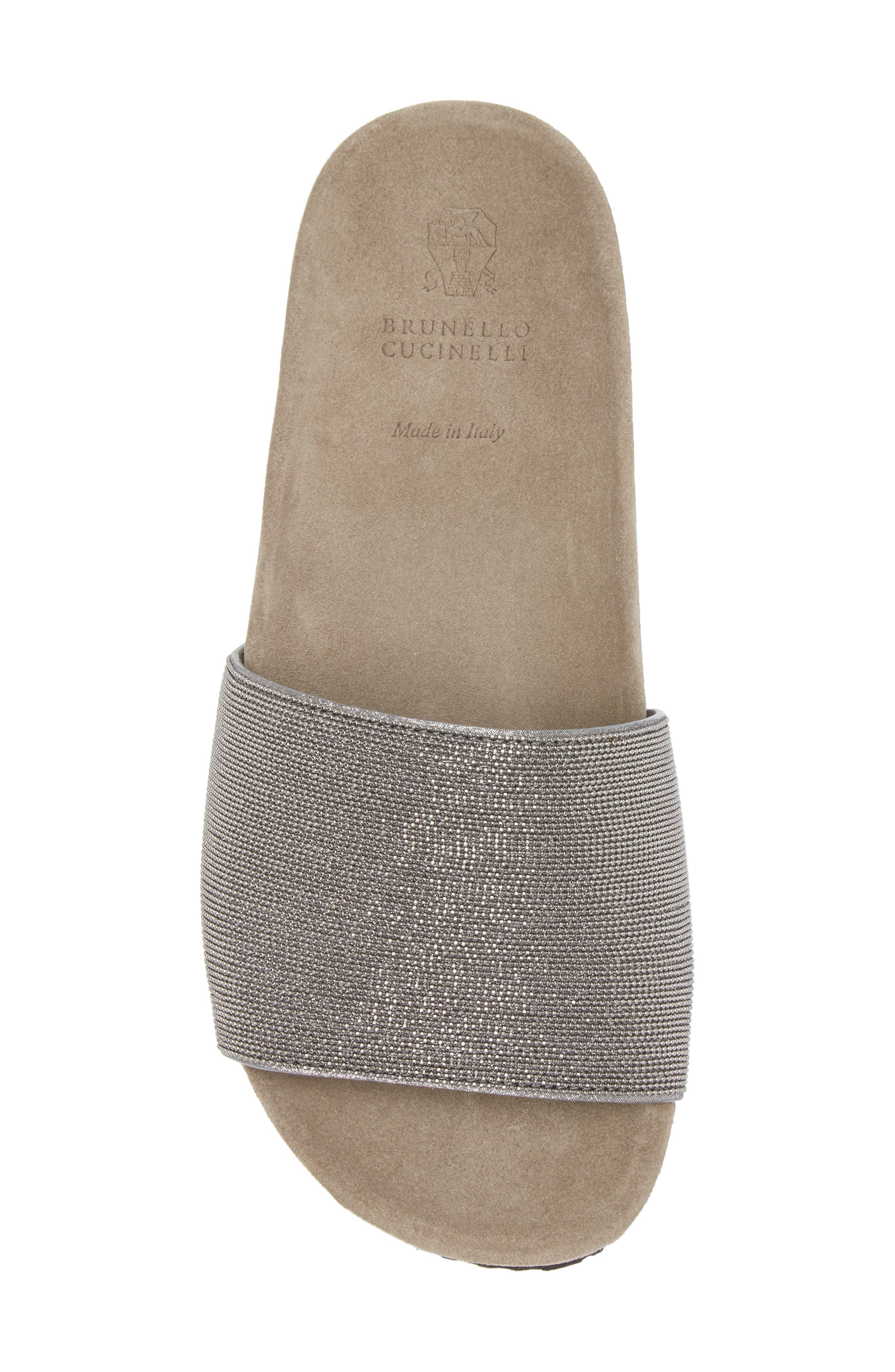 Brunello Cucinelli Monili Band Slide Sandal, Alternate, color, Silver