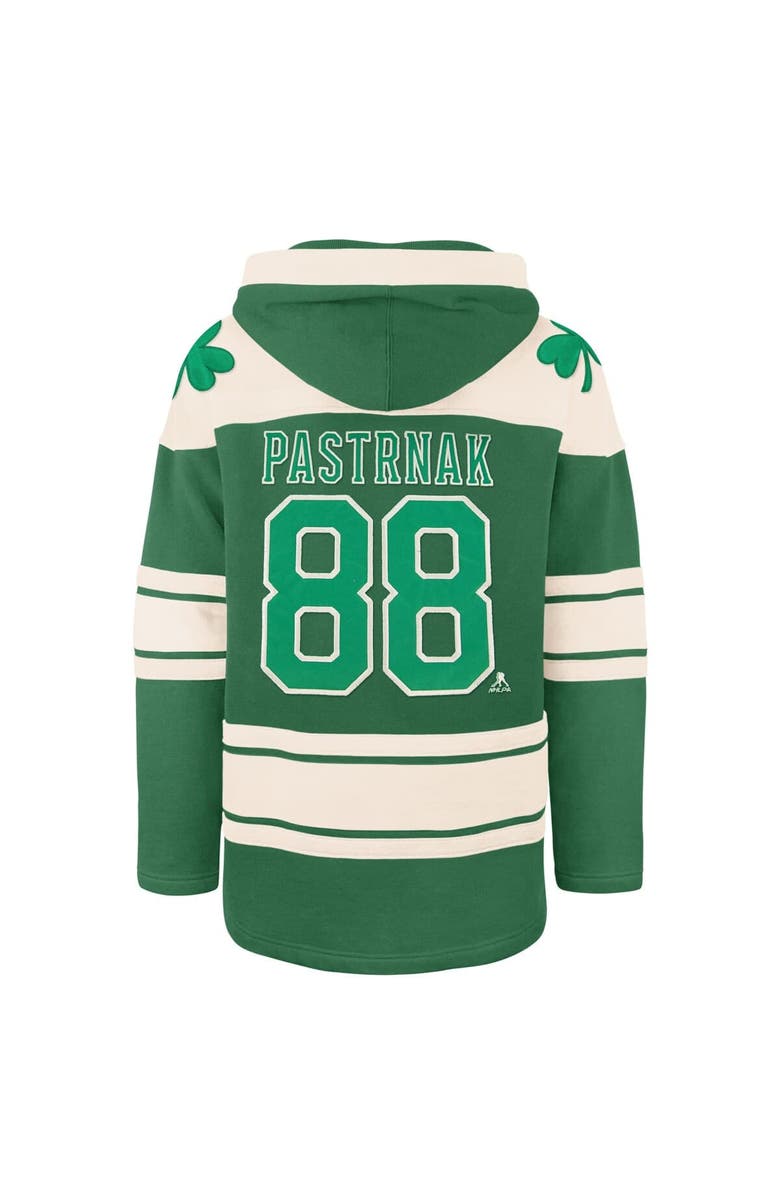 '47 Men's '47 David Pastrnak Kelly Green Boston Bruins St. Patrick's Day Player Name & Number Lacer Pullover Hoodie, Alternate, color, Kelly Green