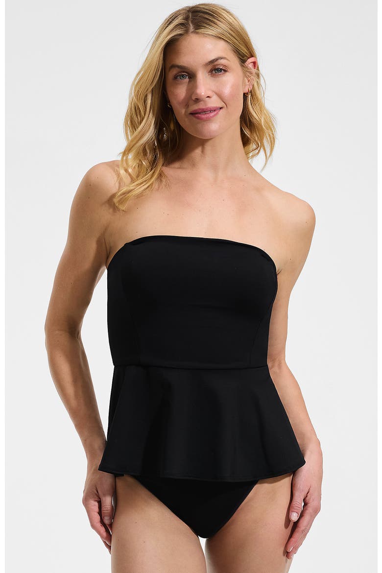 Sculpting Waveshaper Peplum Swim Tankini Top, Alternate, color, Black