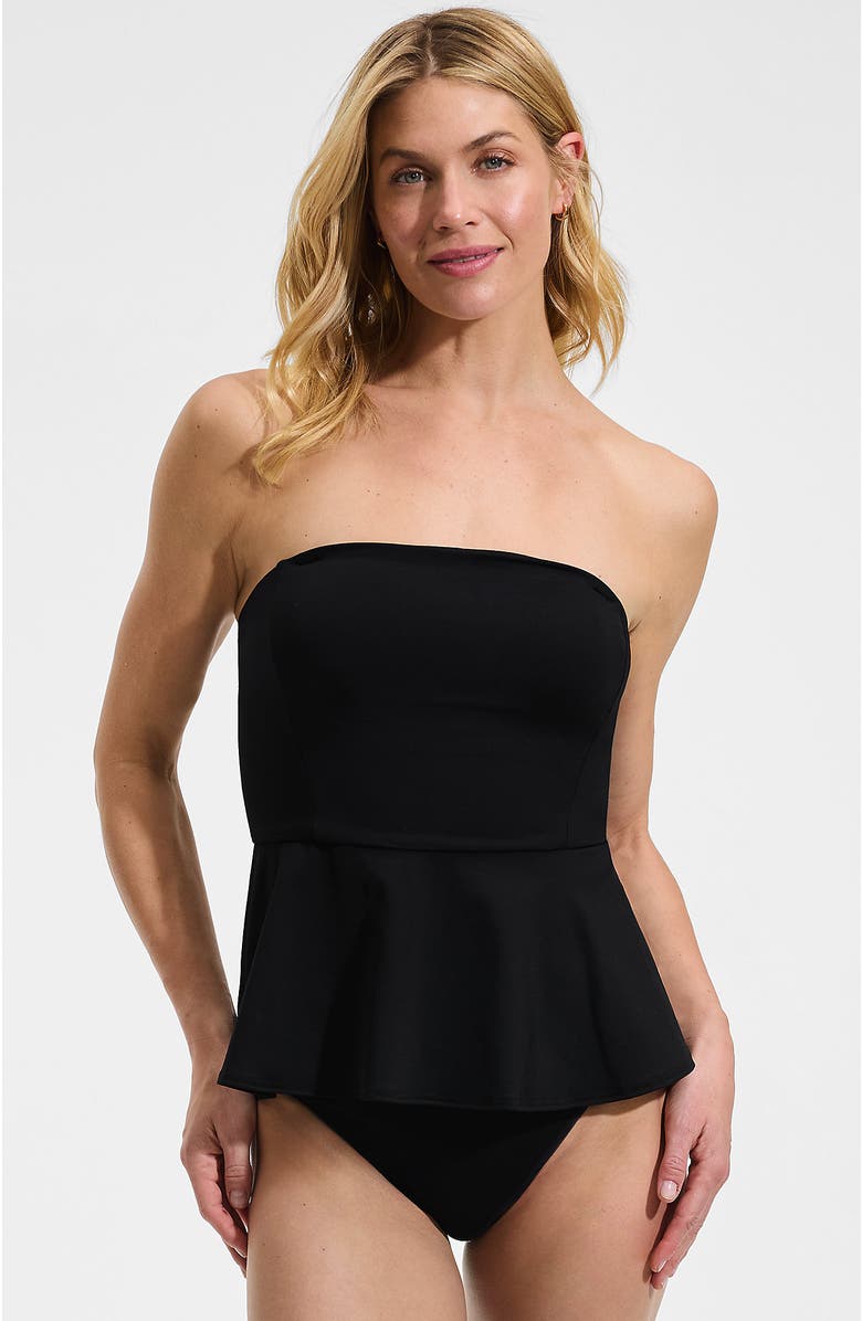 Lands' End Sculpting Waveshaper Peplum Swim Tankini Top, Alternate, color, Black